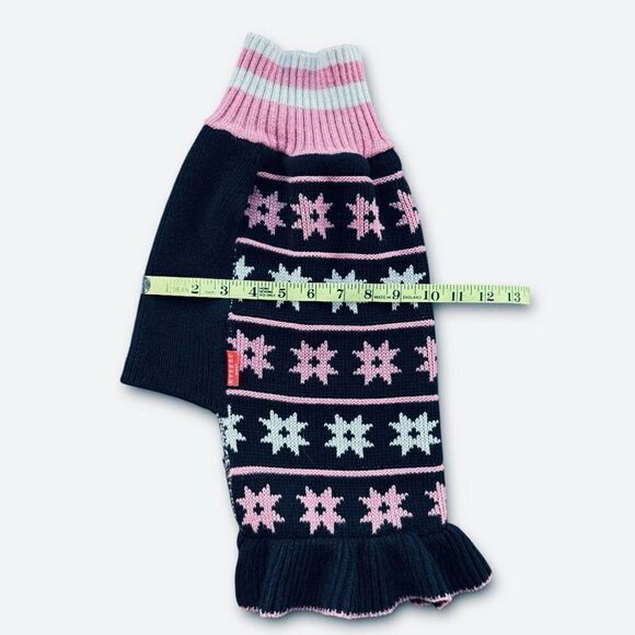 Dog Sweater Dress Dark Blue & Pink Sz L - Picture 4 of 5